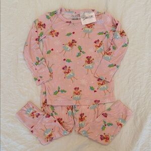Posh Peanut x GlitterVille Pink Pajama Set with Fairy and Holly Design